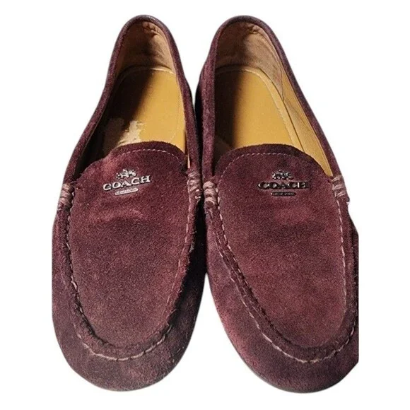 COACH Amber Suede Loafer Size 8B Burgundy Comfort Driver - Picture 3 of 9